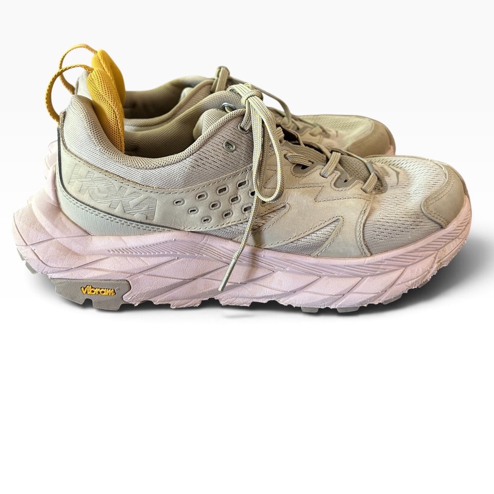 Hoka Anacapa Breeze Low Hiking Shoes Taupe Pink Vibram Megagrip Sneakers